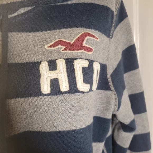 Vtg Hollister Spellout Striped Hoodie - Picture 2 of 7